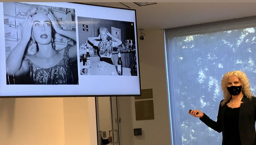 Jennifer’s talk focused on images of women and beauty standards in the collection (left) and how they related to her photographs (right).